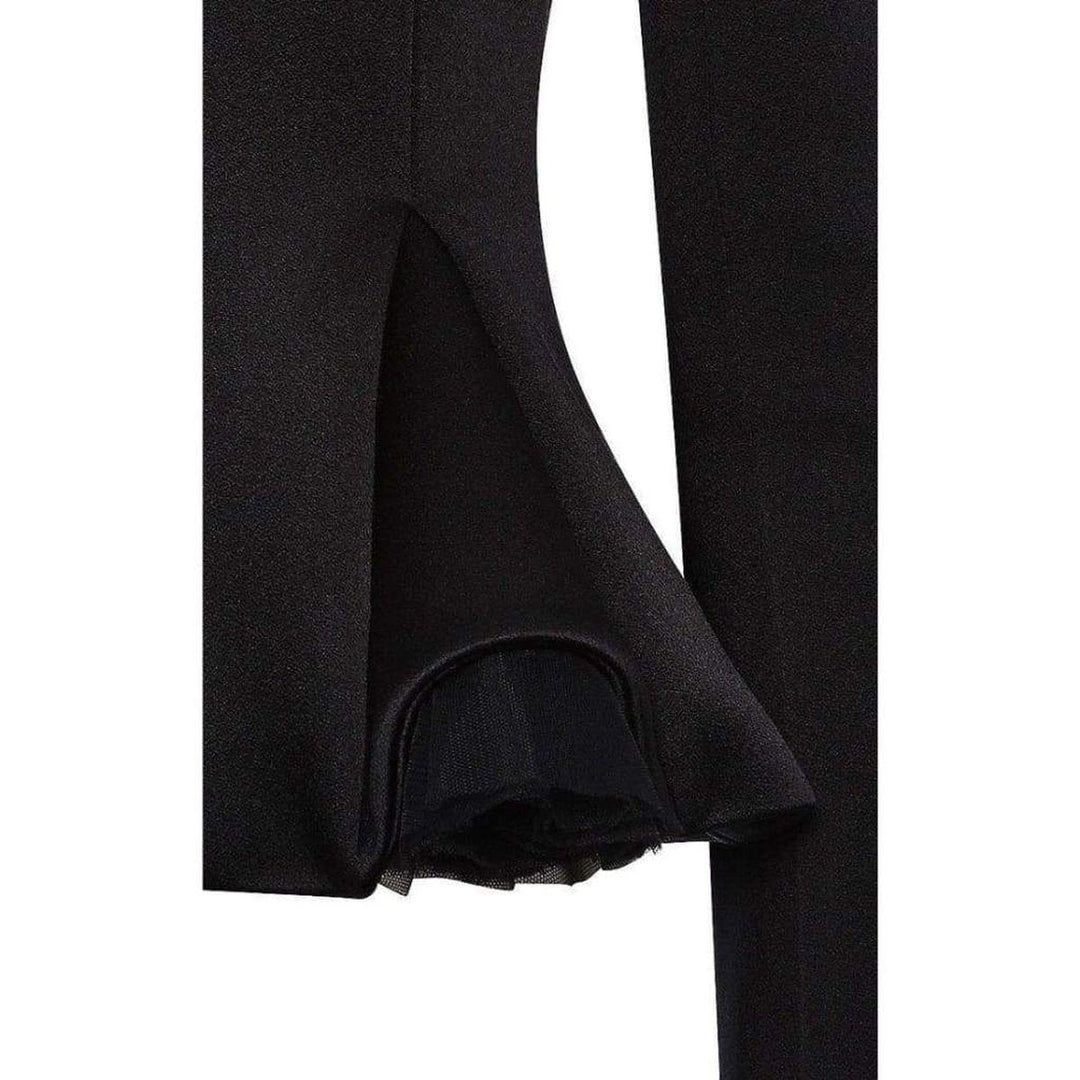 Black Fitted Jacket with Godets