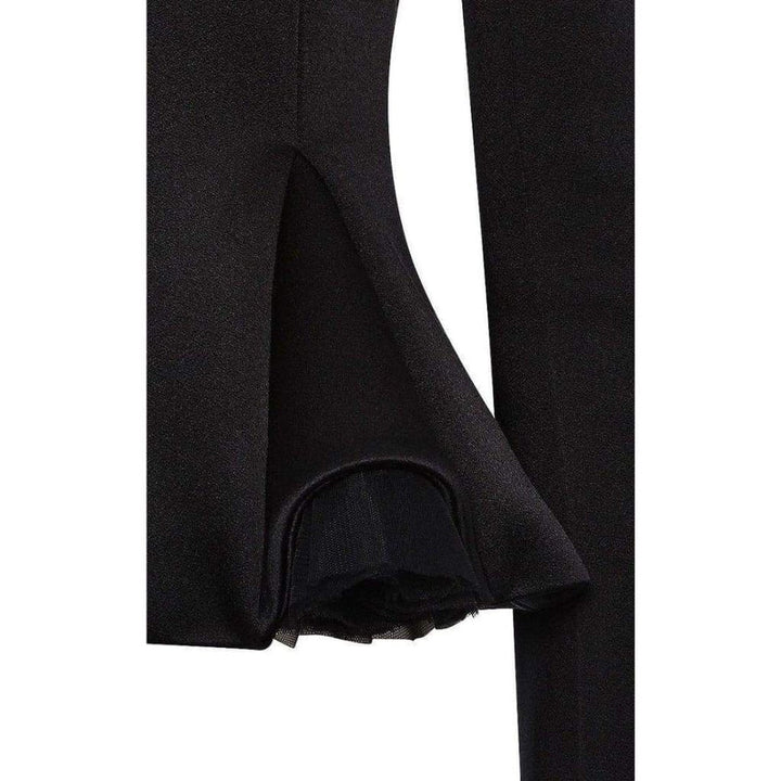 Black Fitted Jacket with Godets