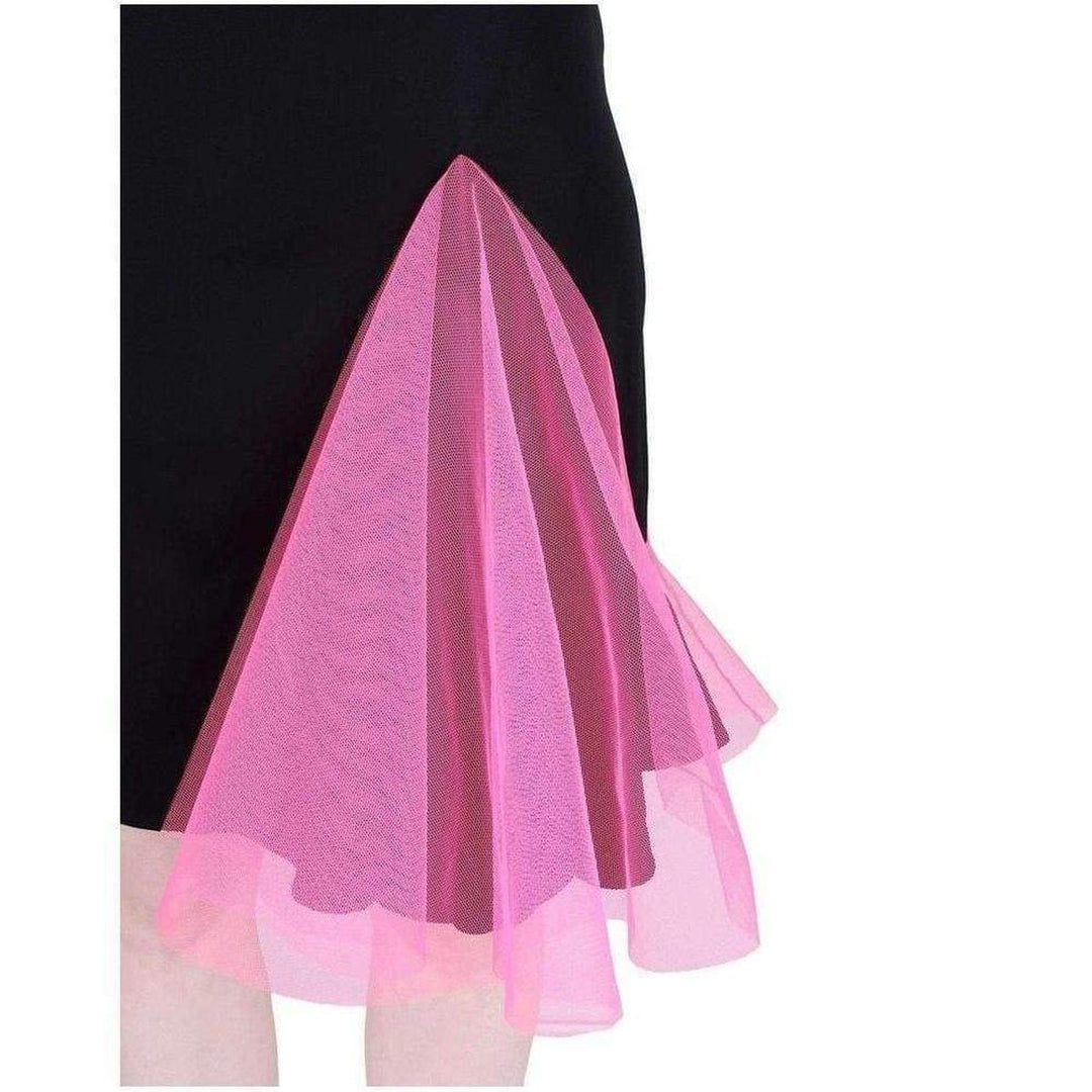 Black Strappy Dress With Neon Pink Godets