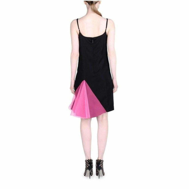 Black Strappy Dress With Neon Pink Godets
