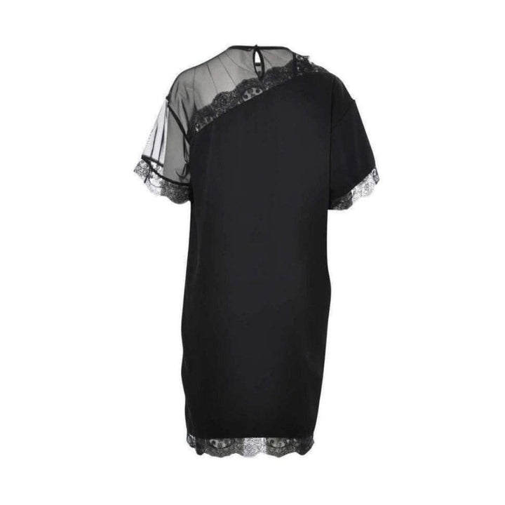 Mesh and Lace Black Shift Dress