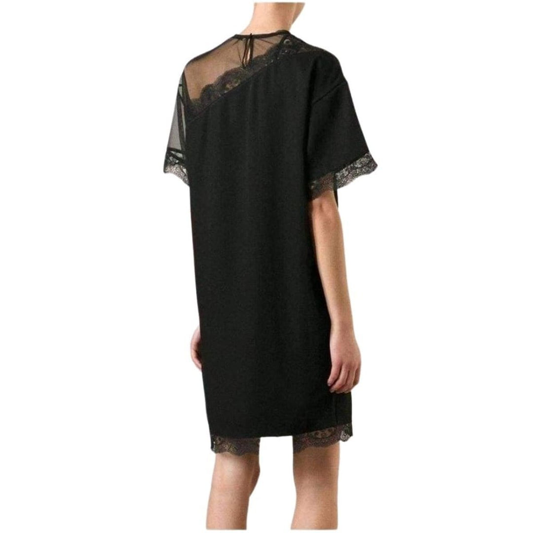 Mesh and Lace Black Shift Dress