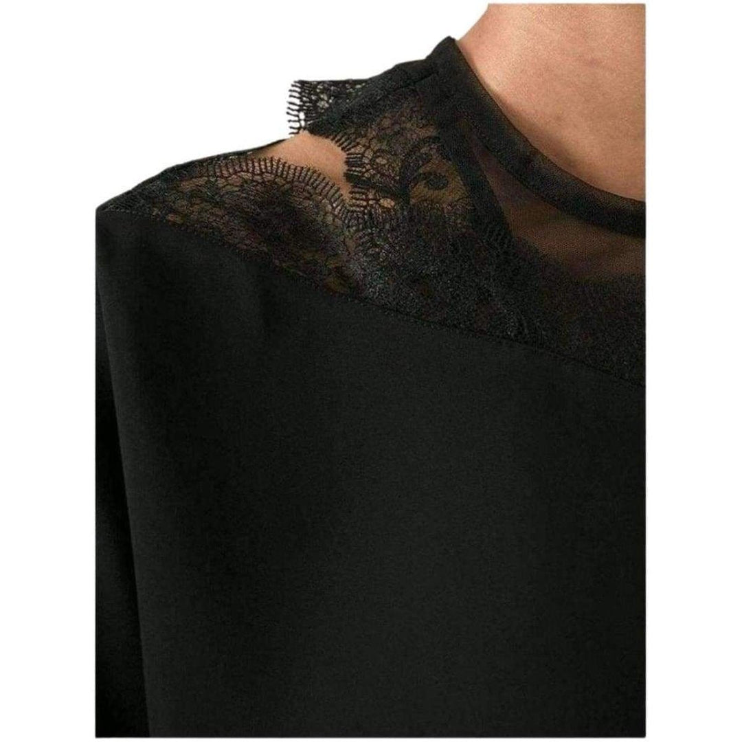 Mesh and Lace Black Shift Dress