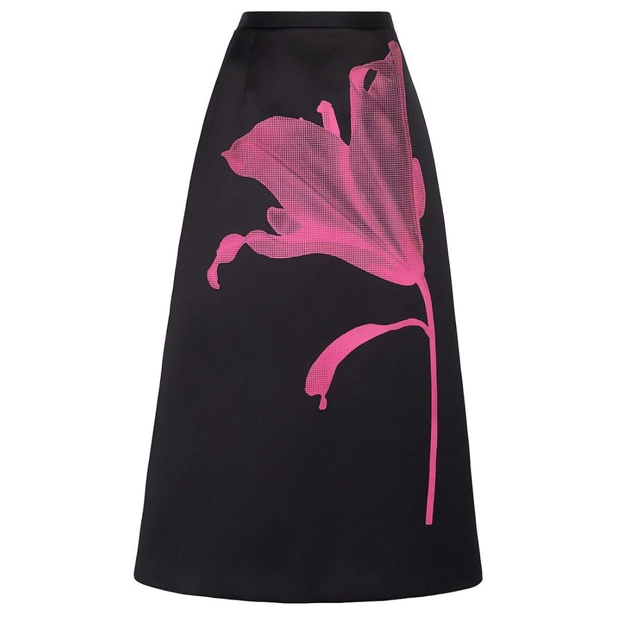 Christopher Kane-Printed Floral Satin Skirt - Runway Catalog