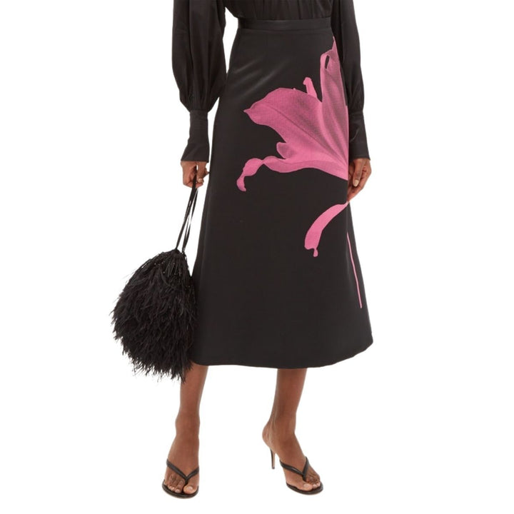 Printed Floral Satin Skirt