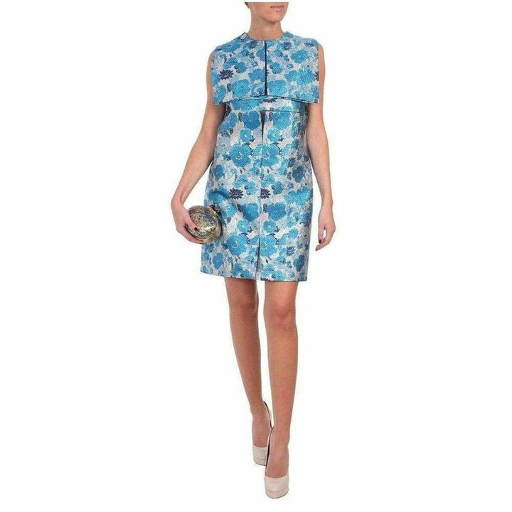 Blue Silk Brocade Ghost Organza Dress