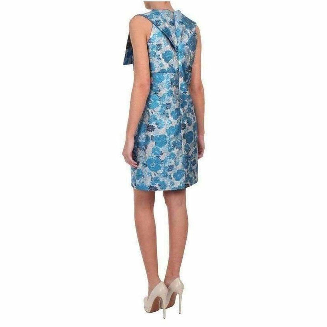 Blue Silk Brocade Ghost Organza Dress