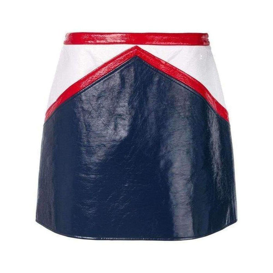Courreges-Blue and White Vinyl Mini Skirt - Runway Catalog