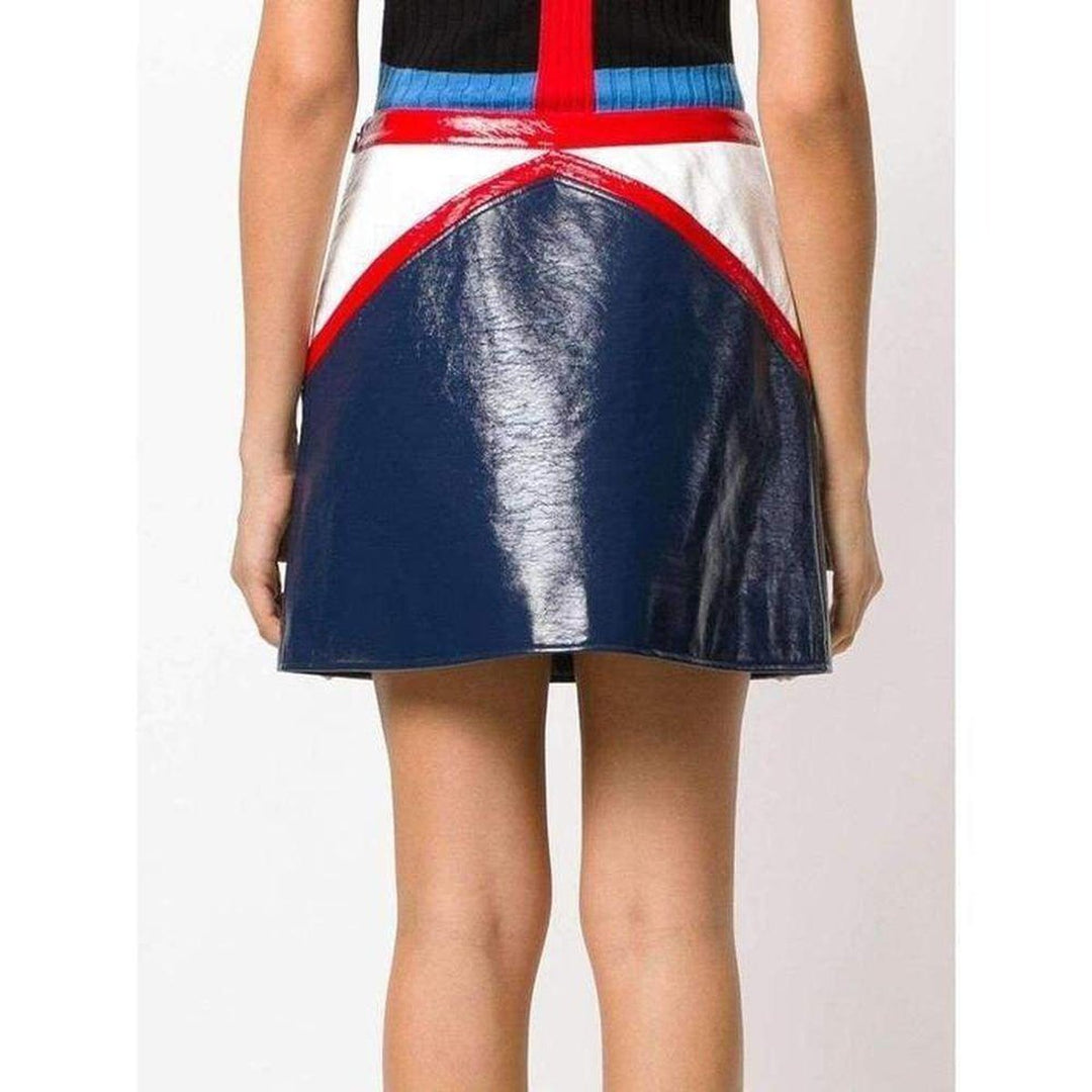 Blue and White Vinyl Mini Skirt