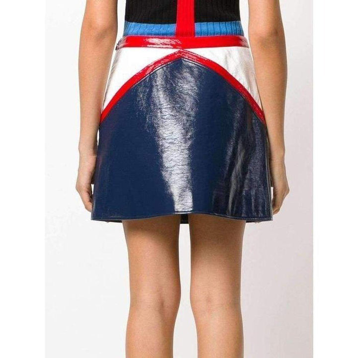 Blue and White Vinyl Mini Skirt