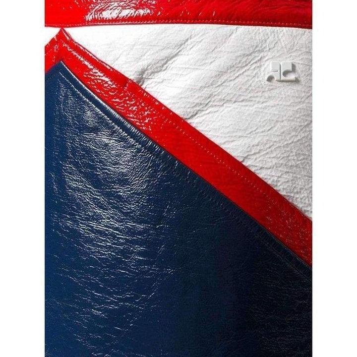 Blue and White Vinyl Mini Skirt