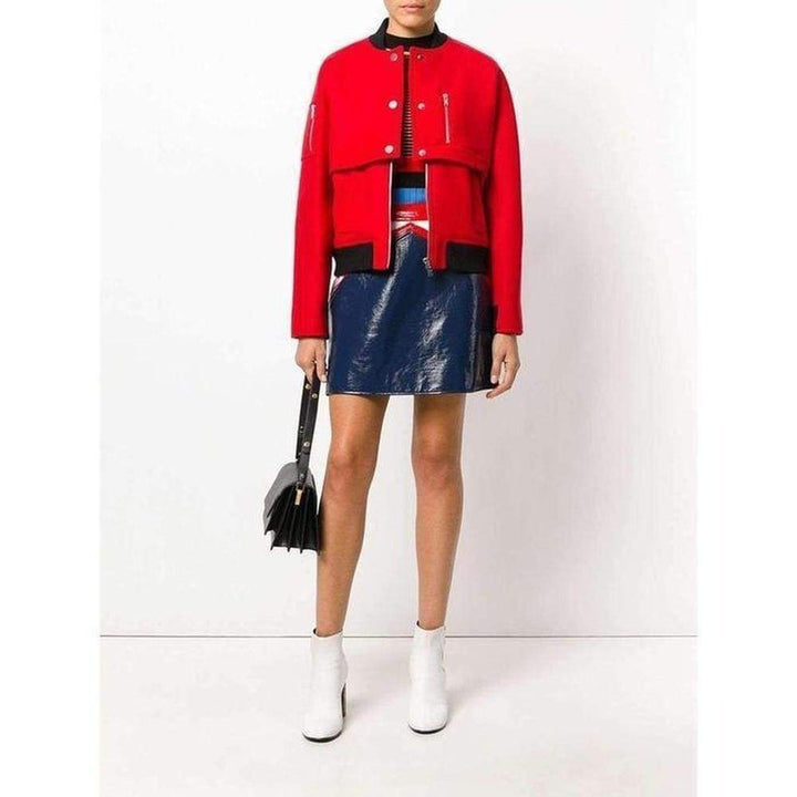 Blue and White Vinyl Mini Skirt