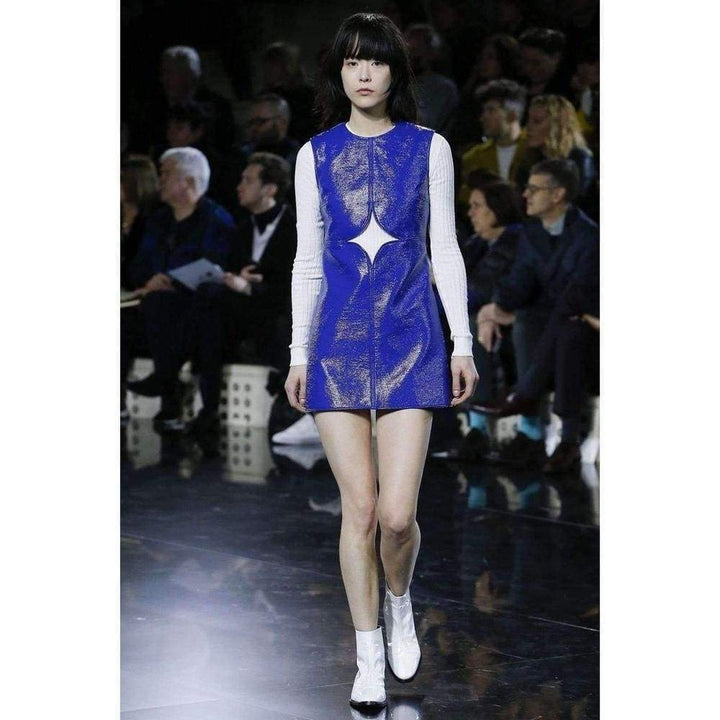 Blue Cobalt Cutout Vinyl Shift Dress