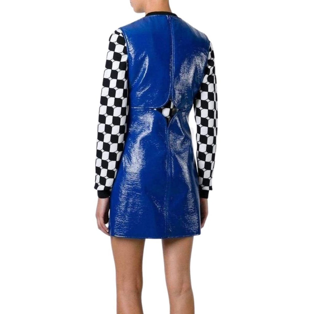 Blue Cobalt Cutout Vinyl Shift Dress