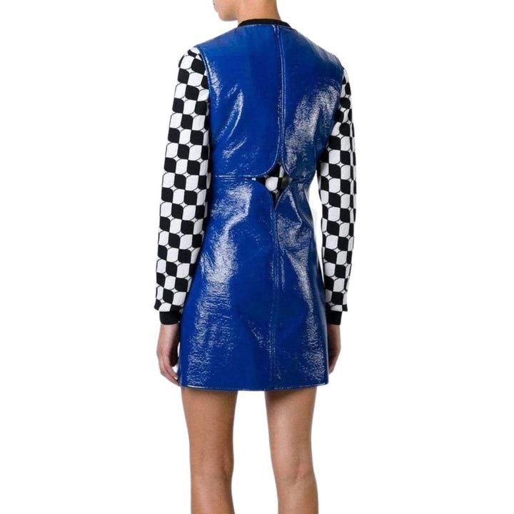 Blue Cobalt Cutout Vinyl Shift Dress