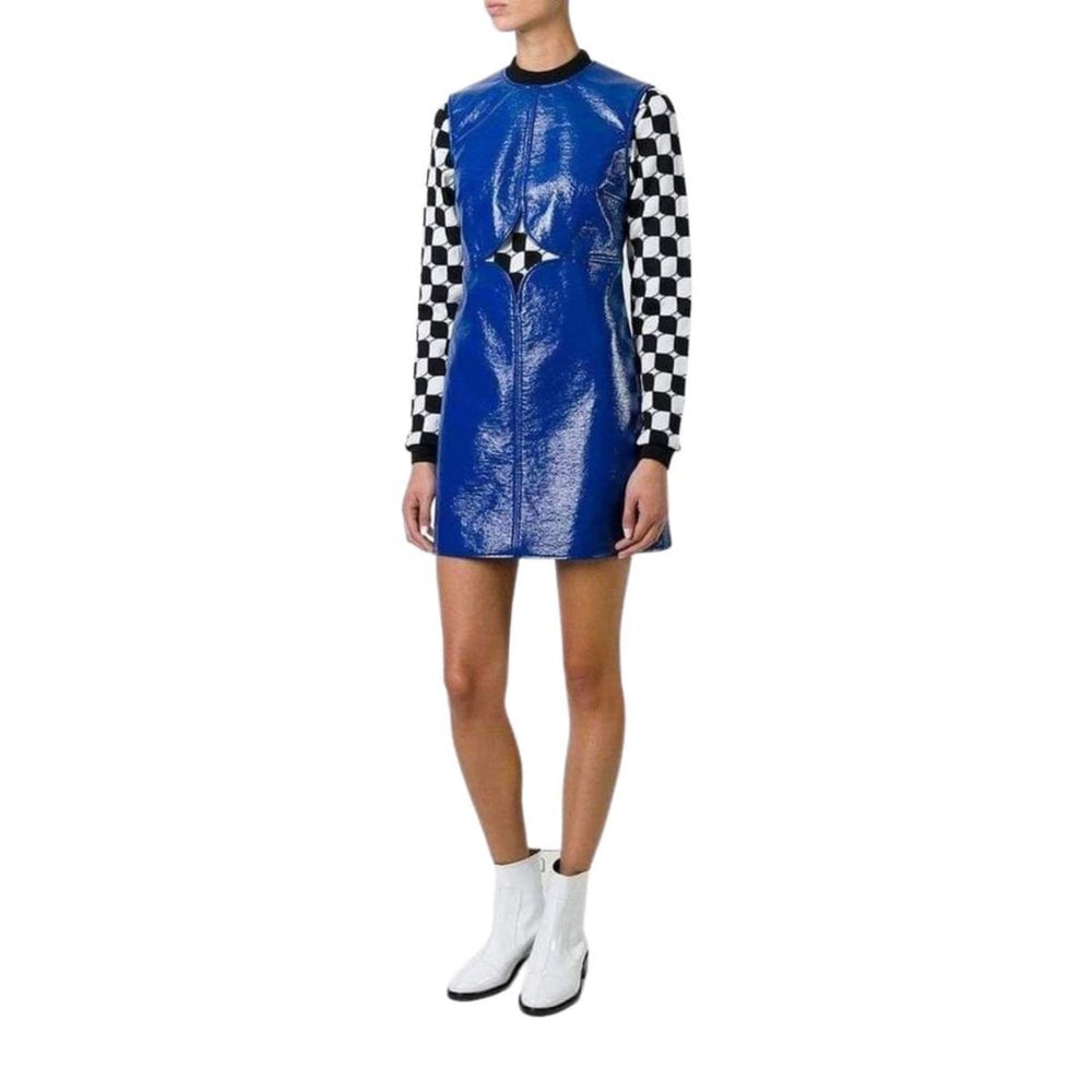 Courreges-Blue Cobalt Cutout Vinyl Shift Dress - Runway Catalog
