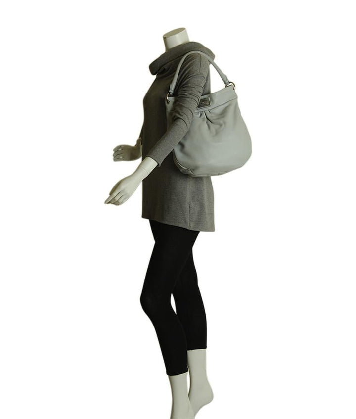 Marc Jacobs M0009407 Hillier Iced Blue Leather Hobo Bag