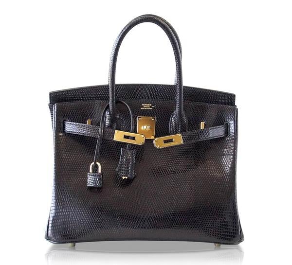 Hermès Birkin 30 Bag Noir Lizard GHW
