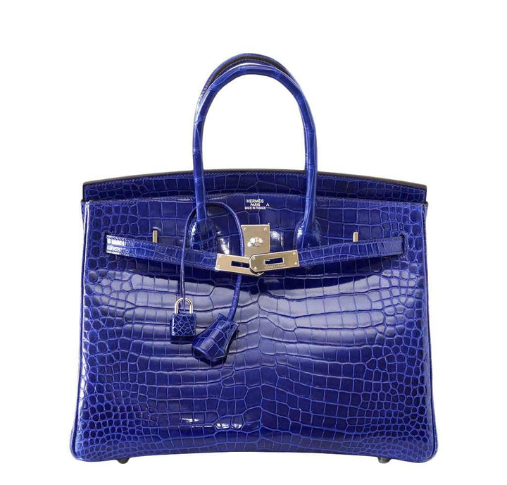 Hermès Porosus Crocodile Birkin 35 Bleu Electrique Bag