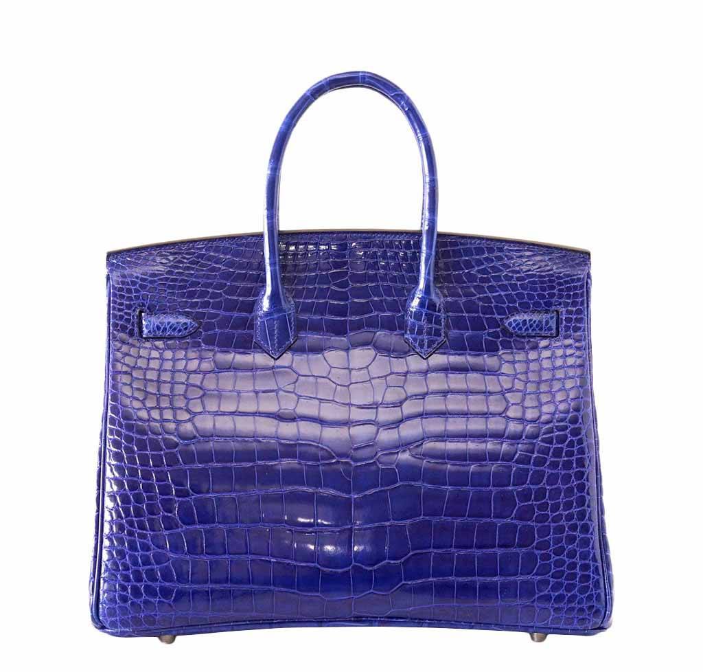 Hermès Porosus Crocodile Birkin 35 Bleu Electrique Bag