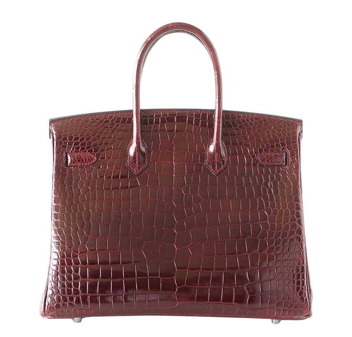 Hermès Birkin 35 Bordeaux Porosus Crocodile Bag