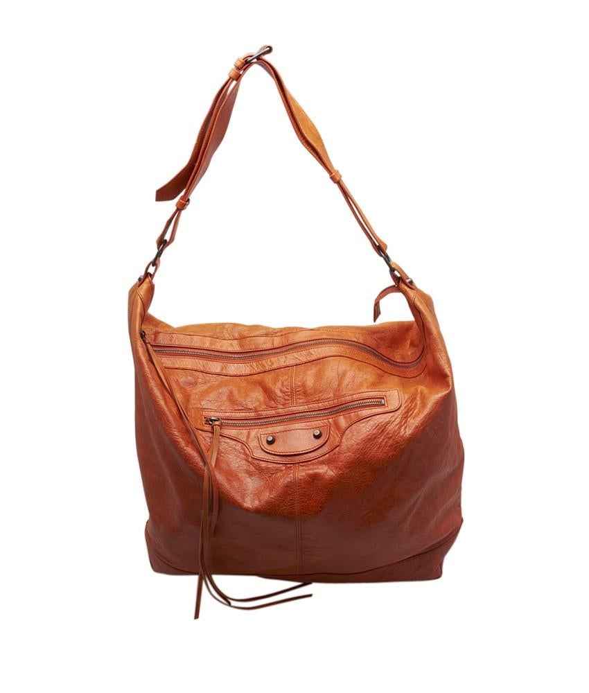 Balenciaga Motorcross XL Classic Courier Orange Leather Shoulder Bag