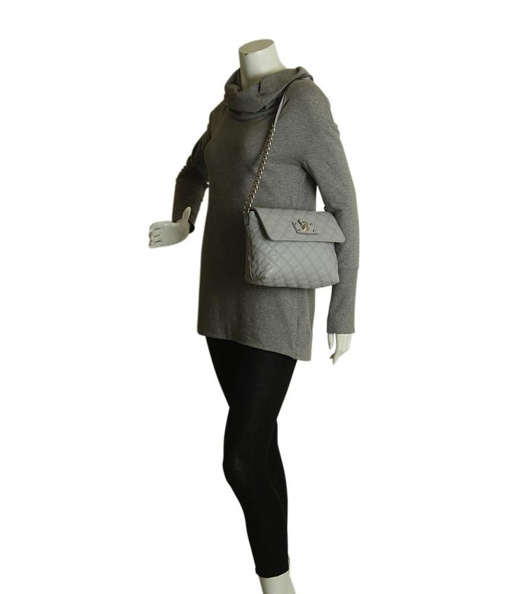 Marc Jacobs The Large Single Grey Quilted Leather Shoulder Bag