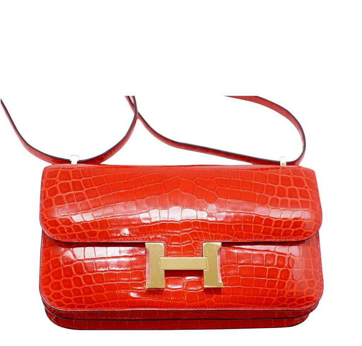 Hermès Constance Elan Geranium Niloticus Crocodile Bag
