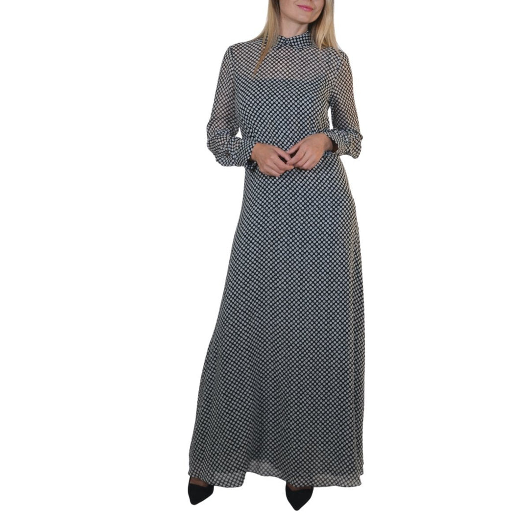 Black and White Silk Polka Dot Maxi Silk Dress