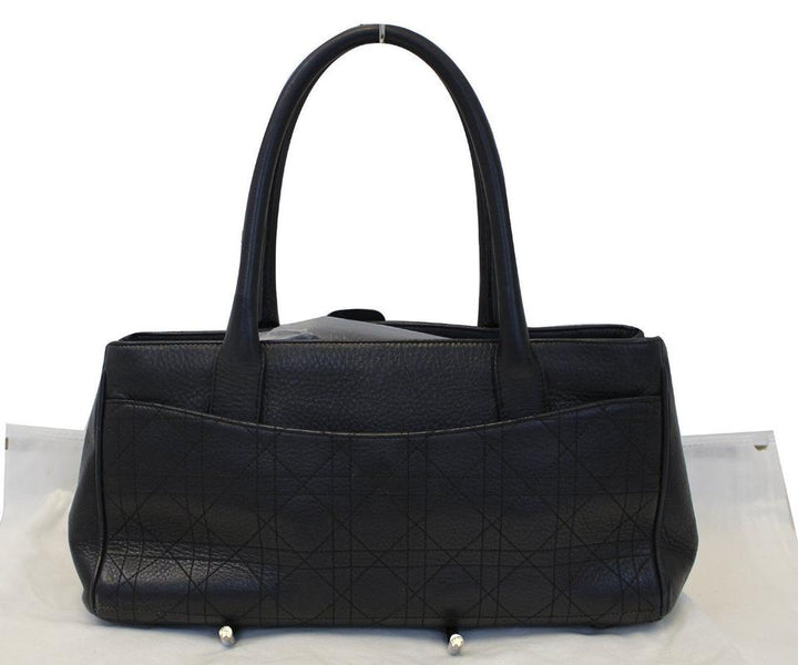 Di**r Tote Christian Cannage Medium Black Leather Shoulder Bag