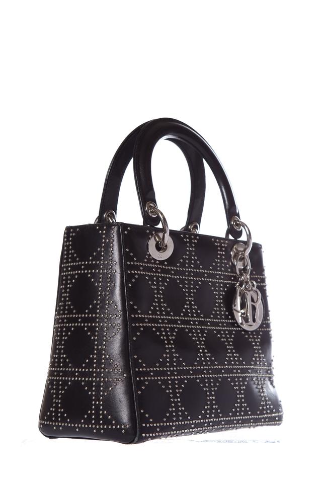 Di**r Lady Christian Handle Black Leather Tote