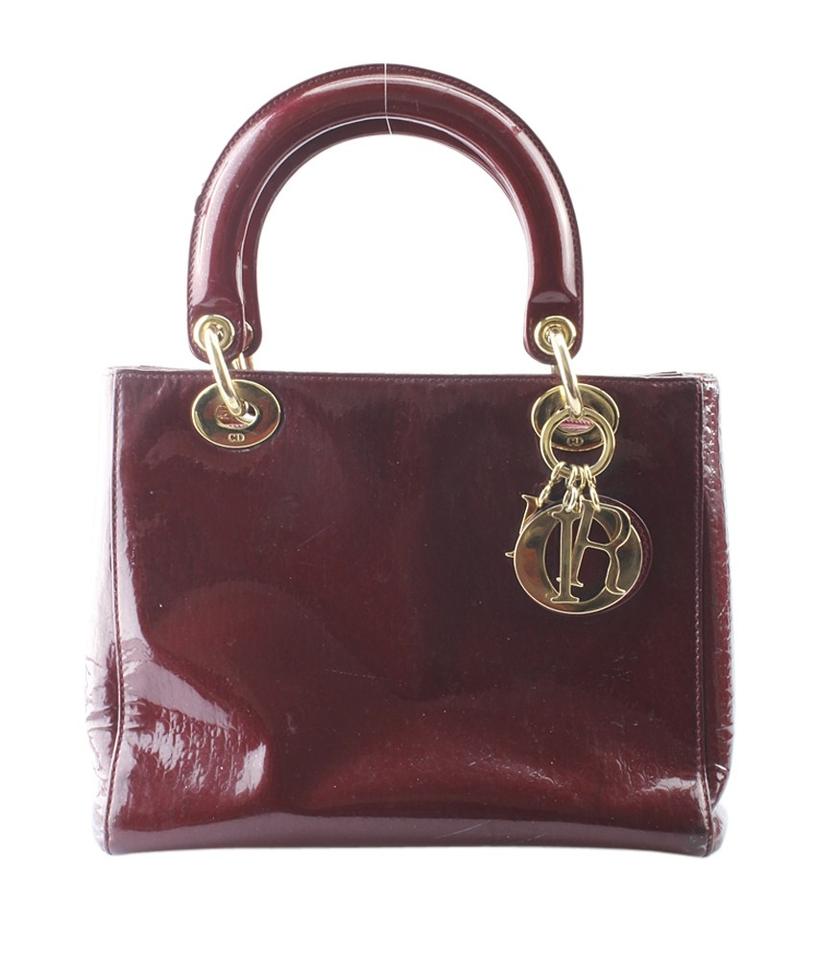Di**r Lady Burgundy Patent Leather Tote