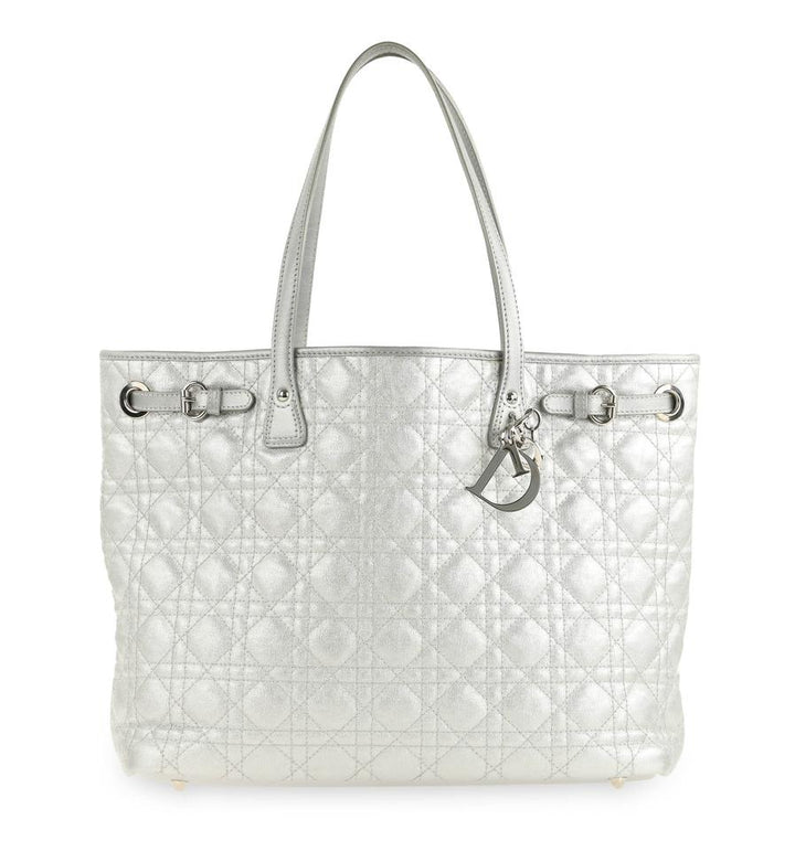 Di**r Medium Panarea Silver Coated Canvas Tote