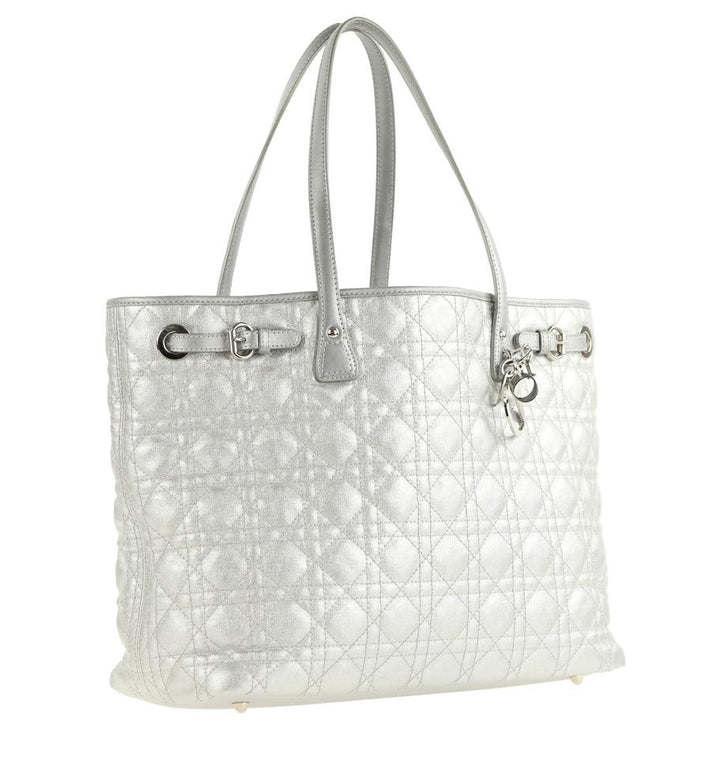 Di**r Medium Panarea Silver Coated Canvas Tote
