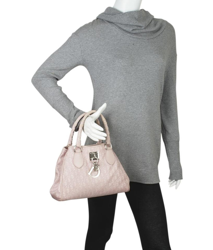 Di**r Medium Trotter Monogram Pink Canvas Tote