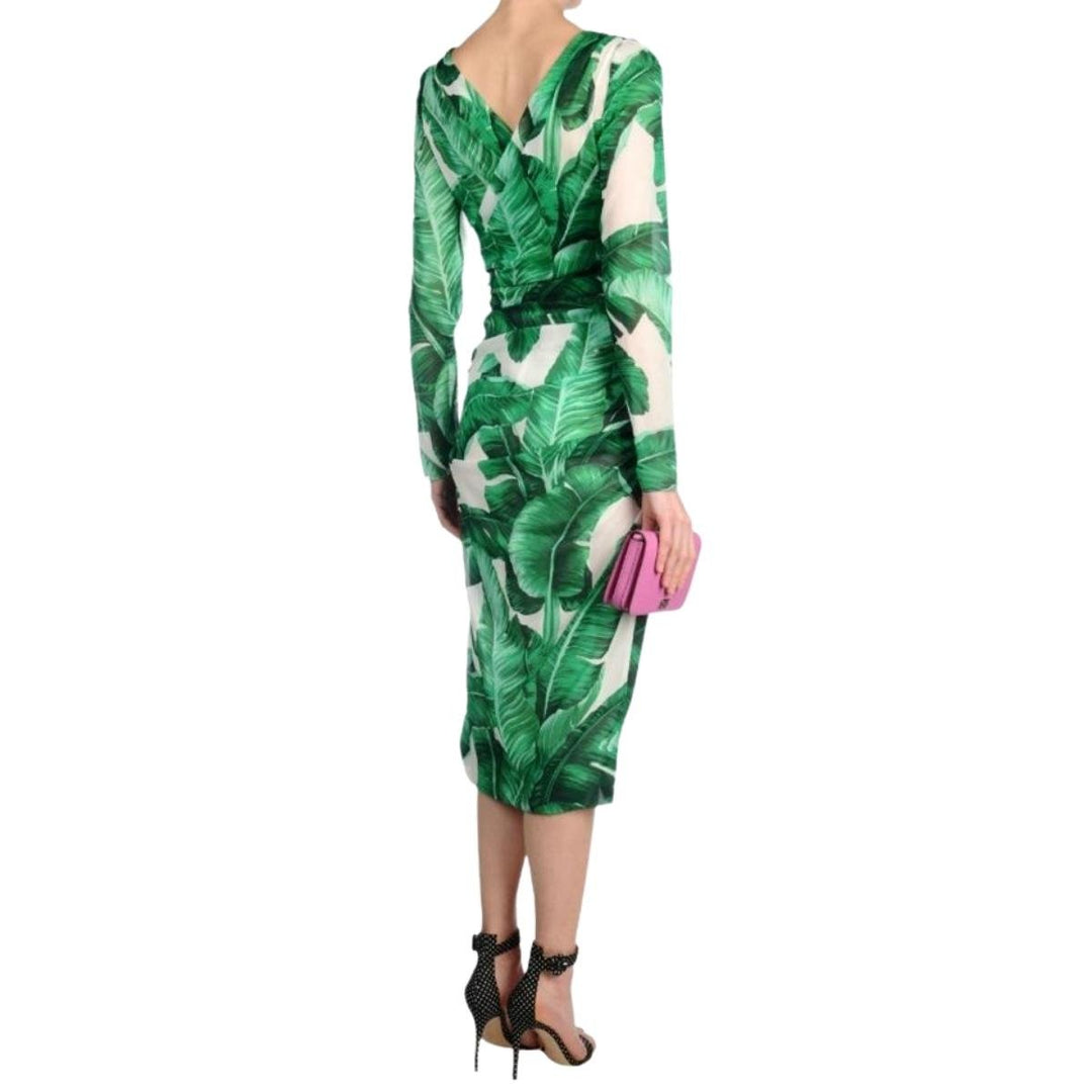 Banana Leaf-print Embellished Dress
