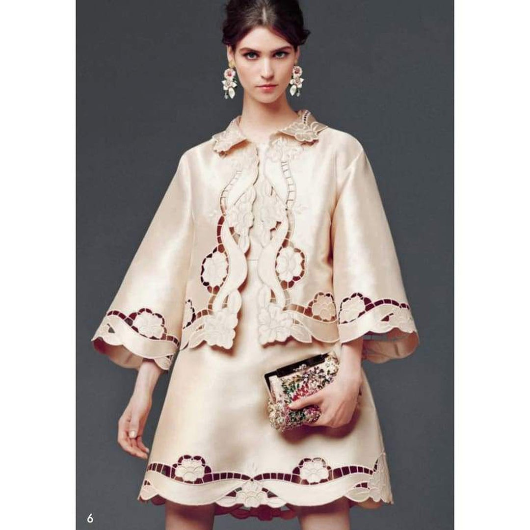 Beige Laser-cut Leather Skirt