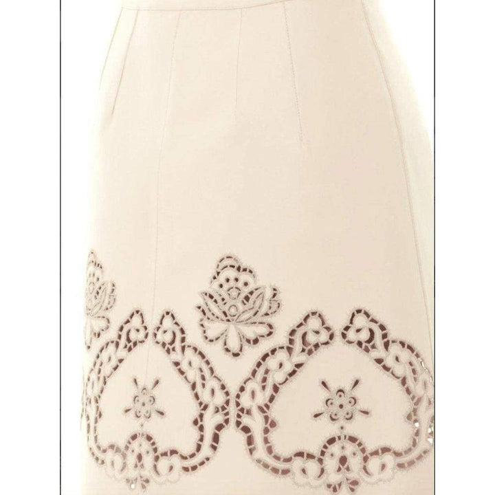 Beige Laser-cut Leather Skirt
