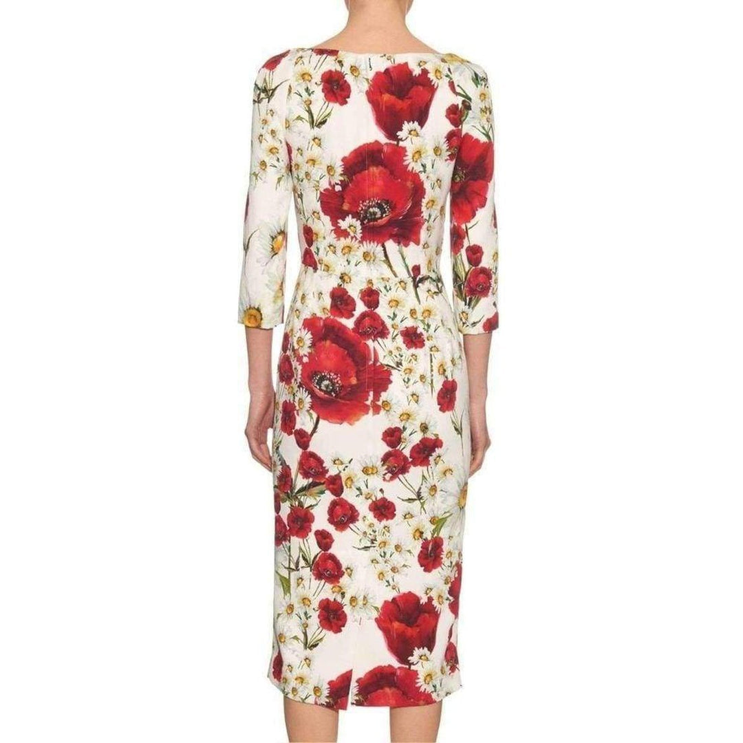 Daisy and Poppy Print Silk Blend Dress