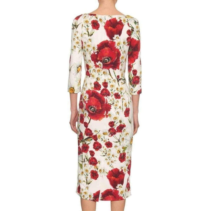 Daisy and Poppy Print Silk Blend Dress
