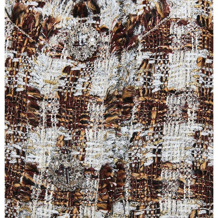 Embellished Checked Tweed Shift Dress