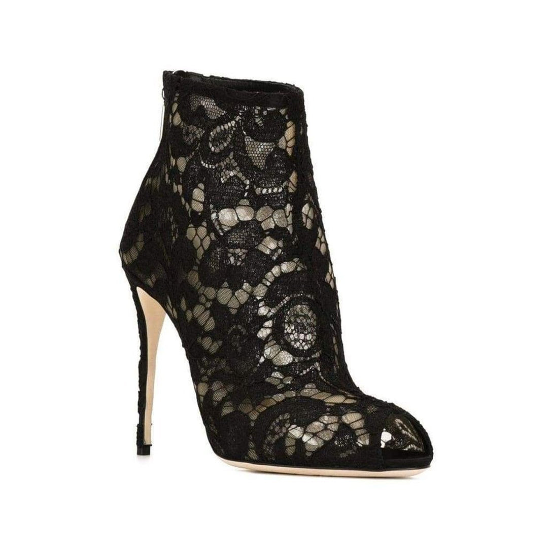 Dolce & Gabbana-Floral Lace Booties - Runway Catalog