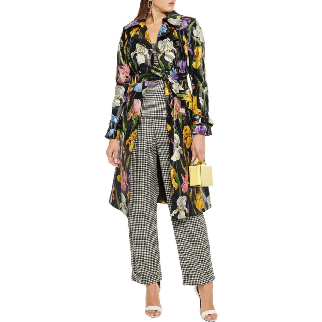 Floral-print Trench Coat