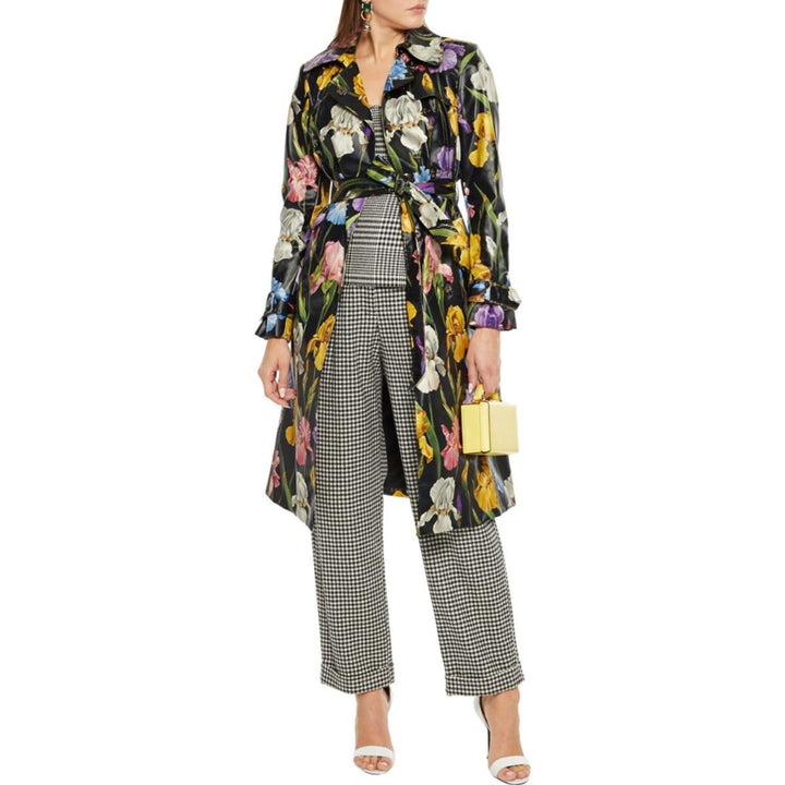 Floral-print Trench Coat