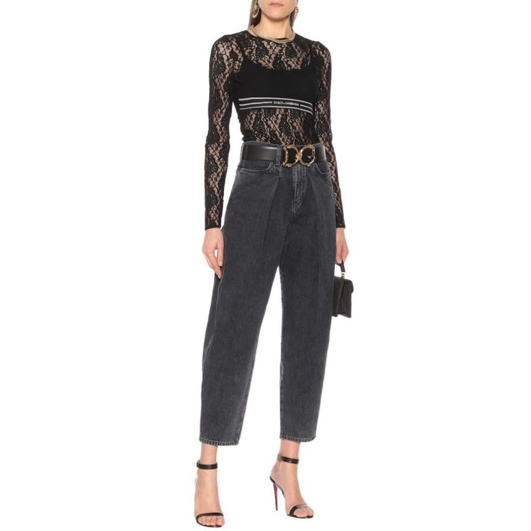 Jacquard-trimmed Lace Top