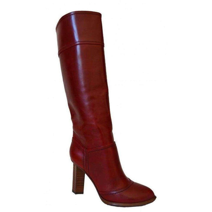 Leather Burgundy Knee High Boots