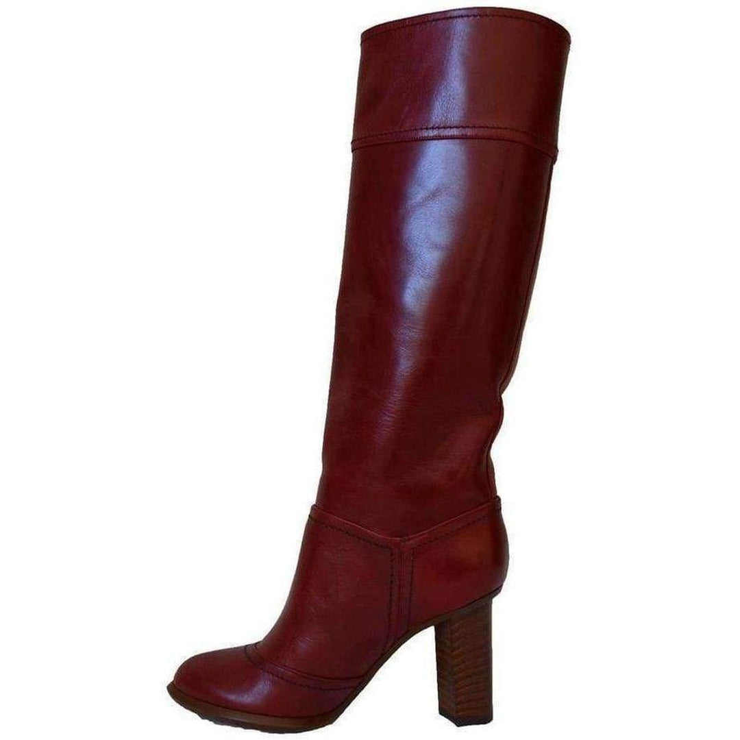 Leather Burgundy Knee High Boots