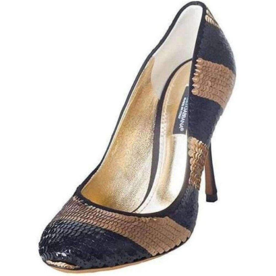 Dolce & Gabbana-Leather Sequin Striped Pumps - Runway Catalog