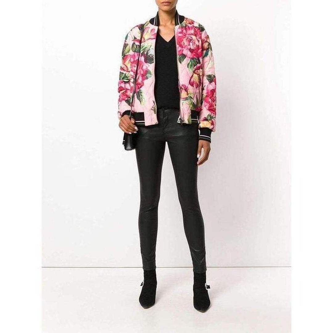 Rose Print Bomber Jacket