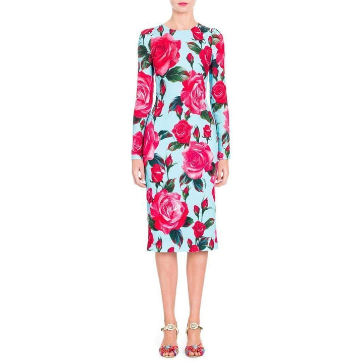 Rose-Print Sheath Dress